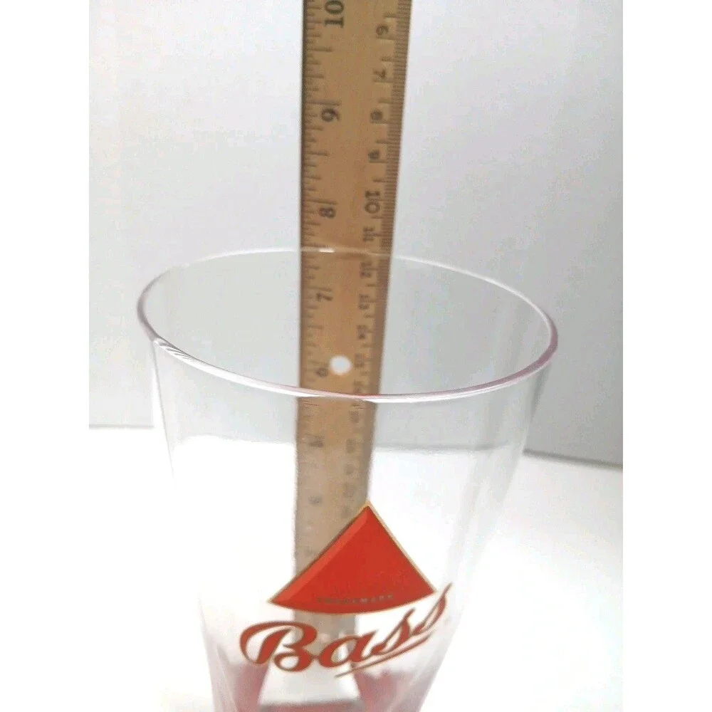 Bass Ale Red Triangle Advertising Beer Glass 16 oz Red Pyramid Base Barware Pub